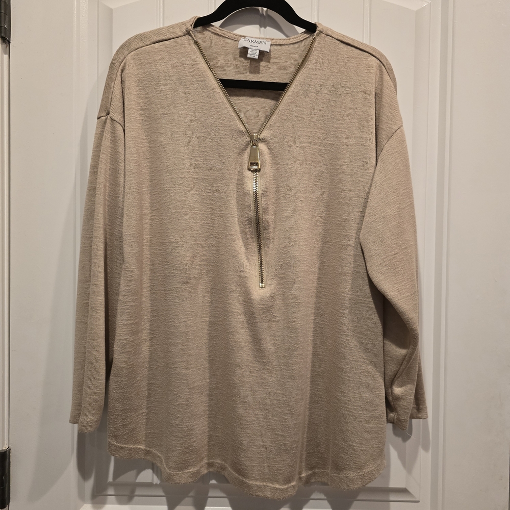 Carmen Beige Long Sleeve Top